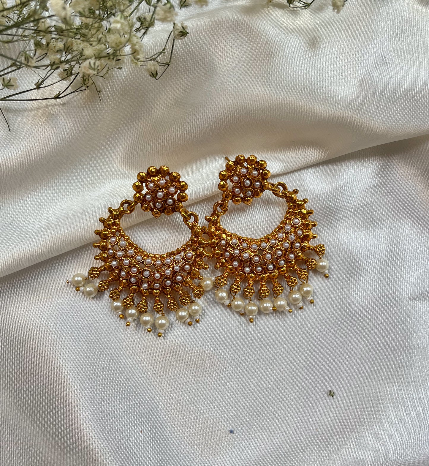 White Pearl Earrings