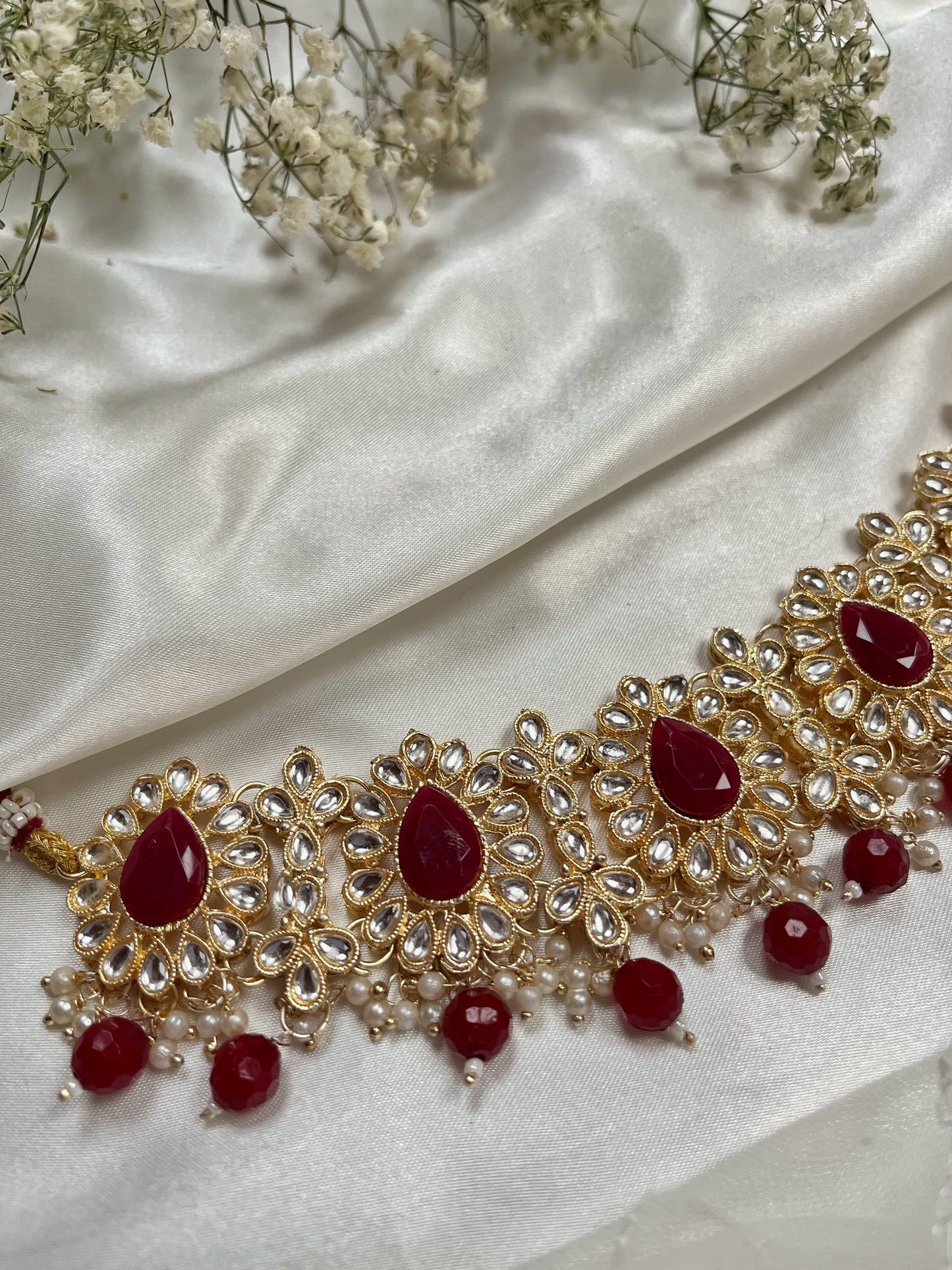 Dark Red Necklace Set