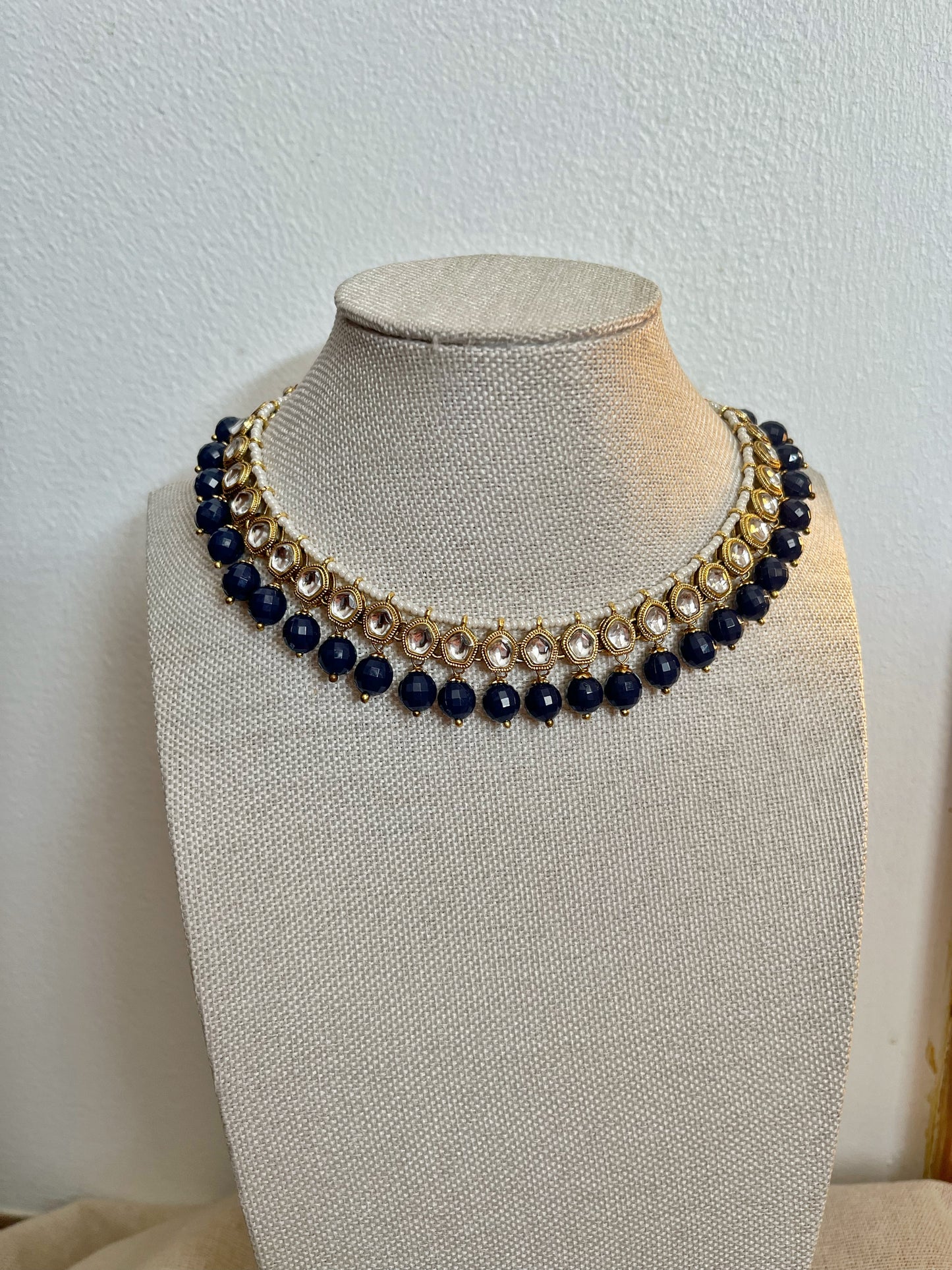 Navy Kundan Necklace Set