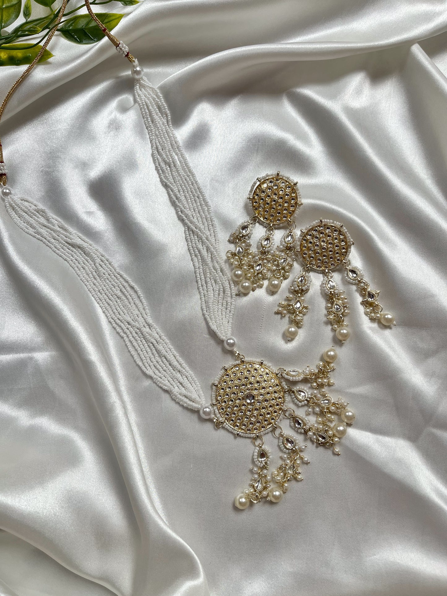 Long White Necklace Set