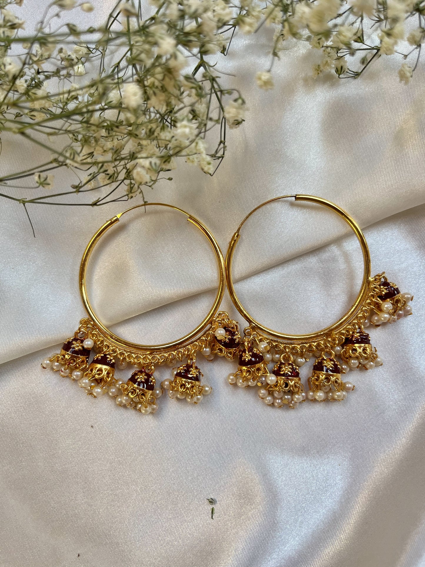 Marooon Hoop Earrings