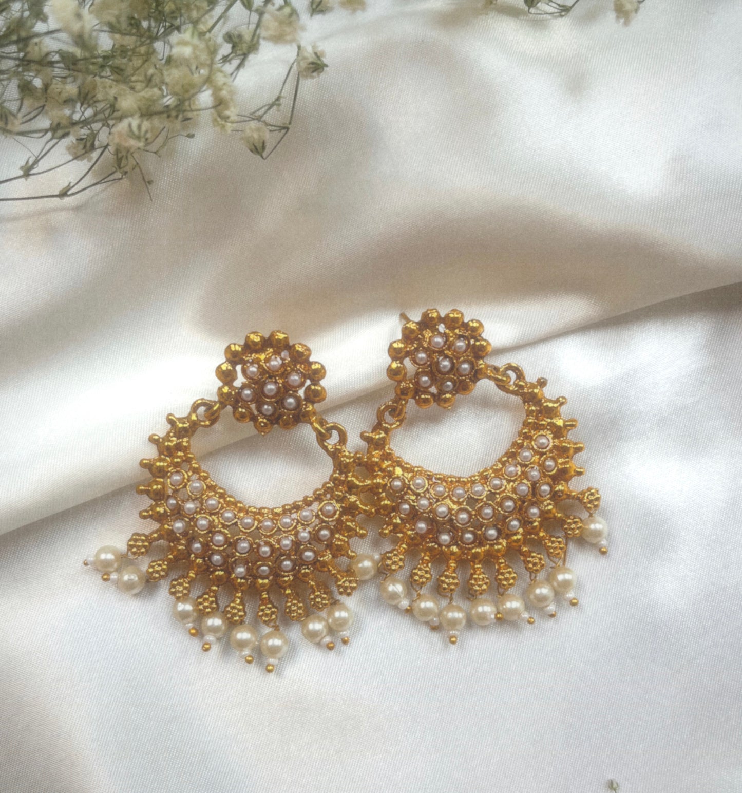 White Pearl Earrings