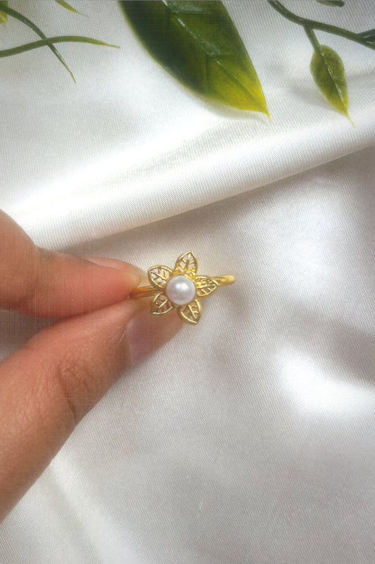 Floral White Ring