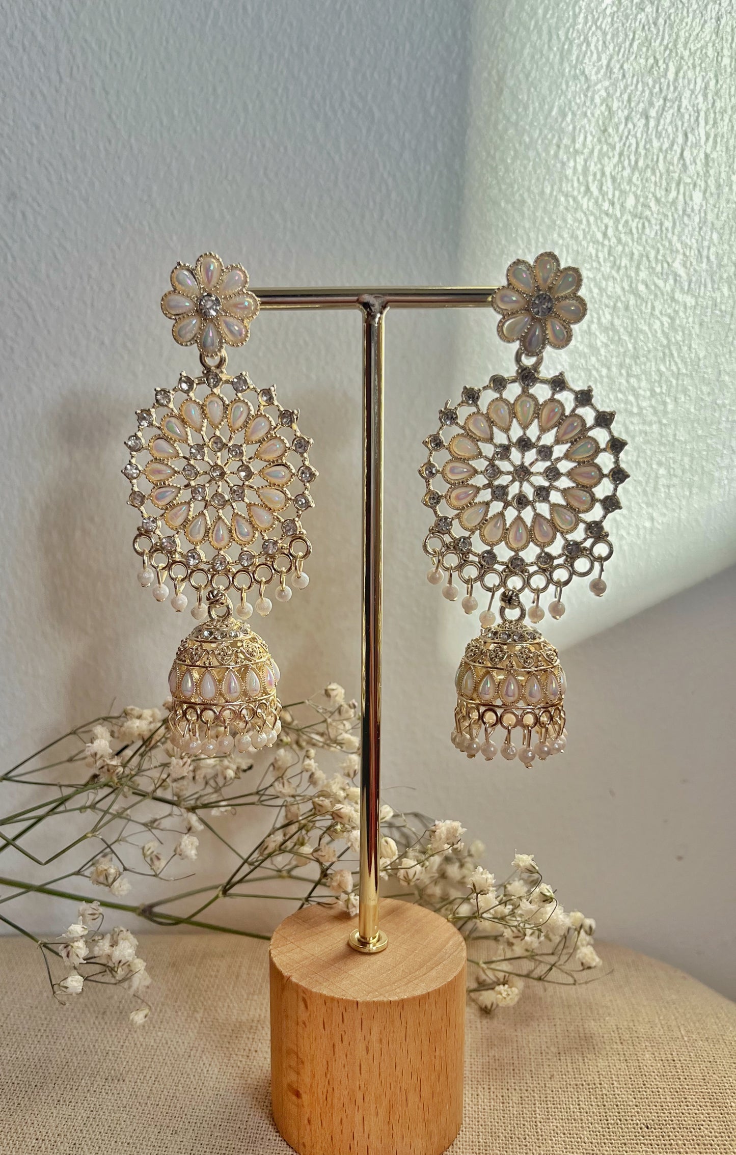 Long White Jhumkas