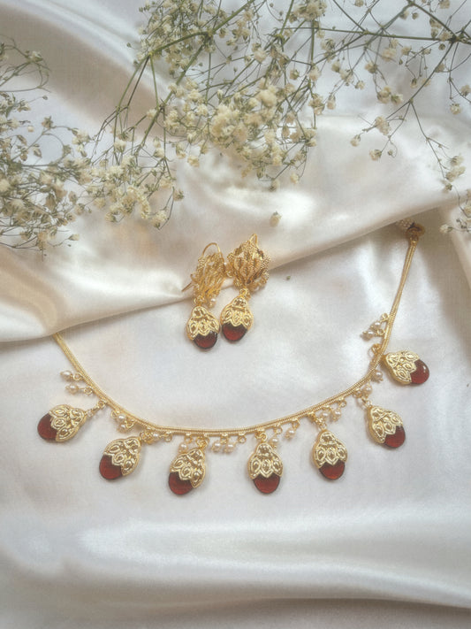 Red Stone Necklace Set