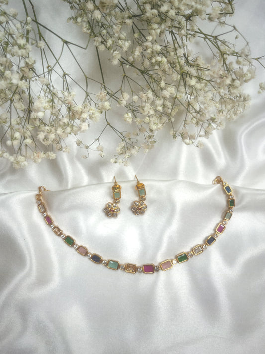 Simple Multicoloured Necklace Set