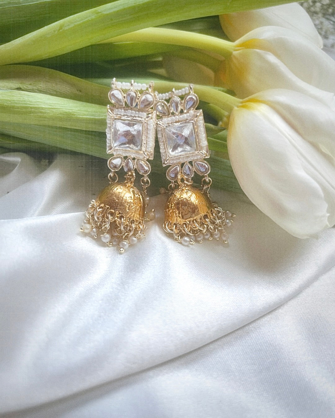 Royal White Jhumkas