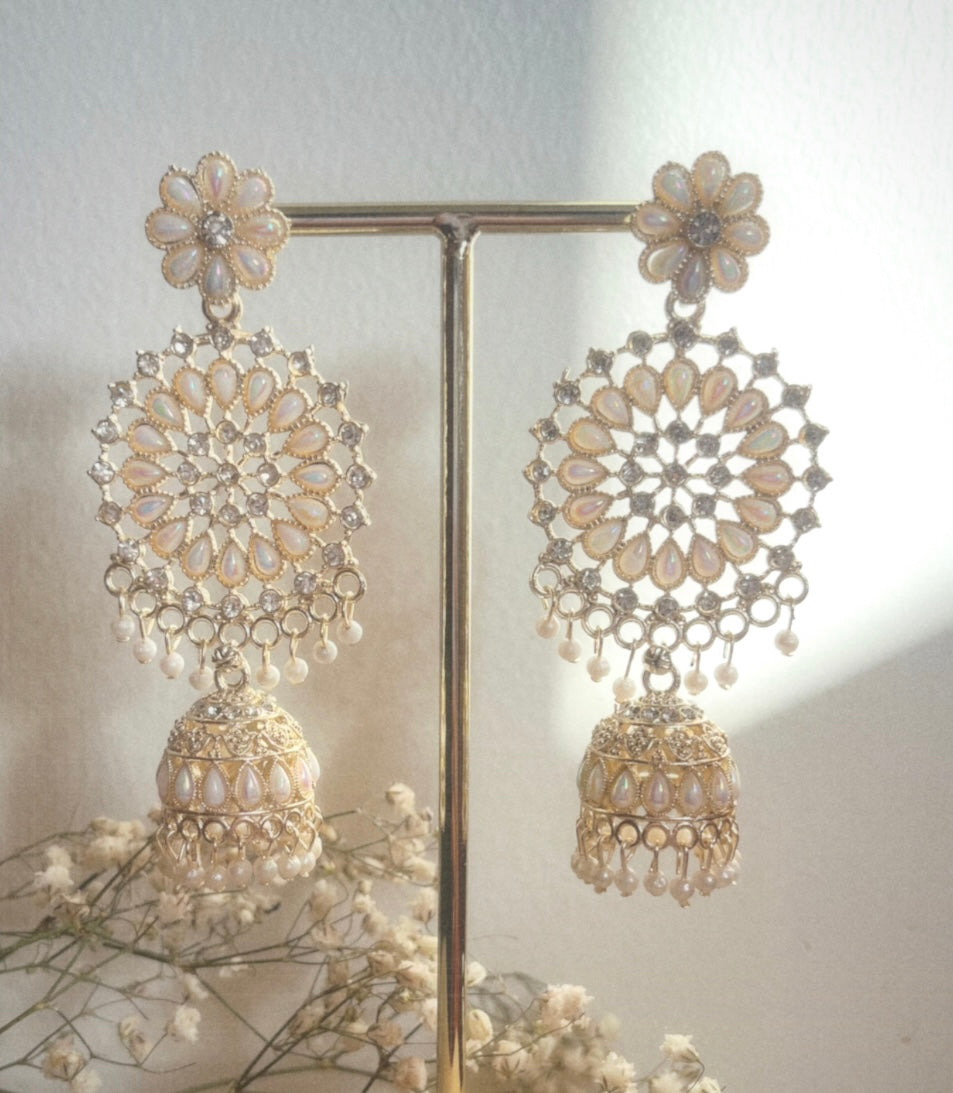 Long White Jhumkas