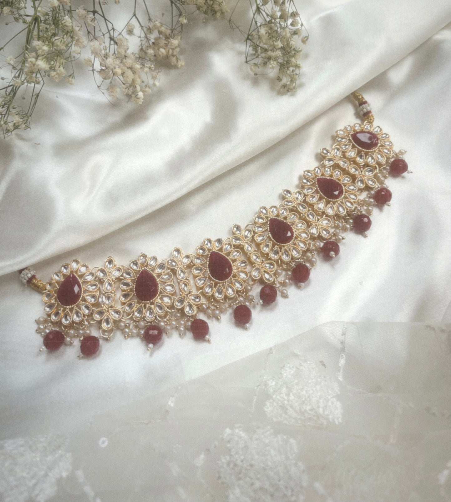 Dark Red Necklace Set