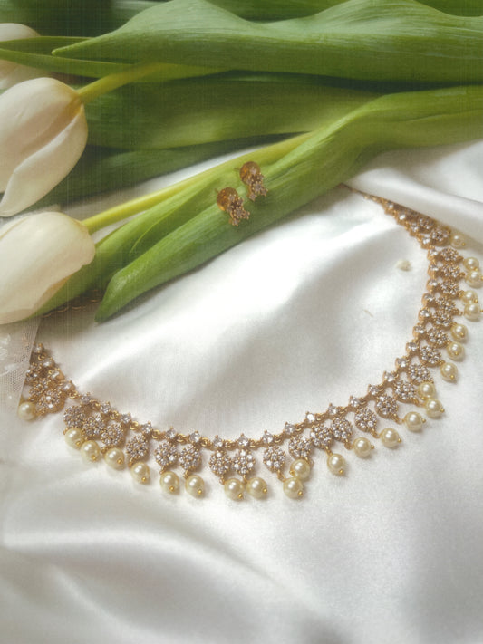 Pearl Diamond Inspired Necklace Set